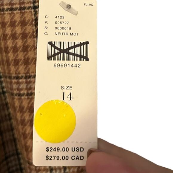 Anthropologie PAIGE Avedon Plaid Wide Leg Trousers Women's 14 Plaid Academia NEW - Picture 6 of 10